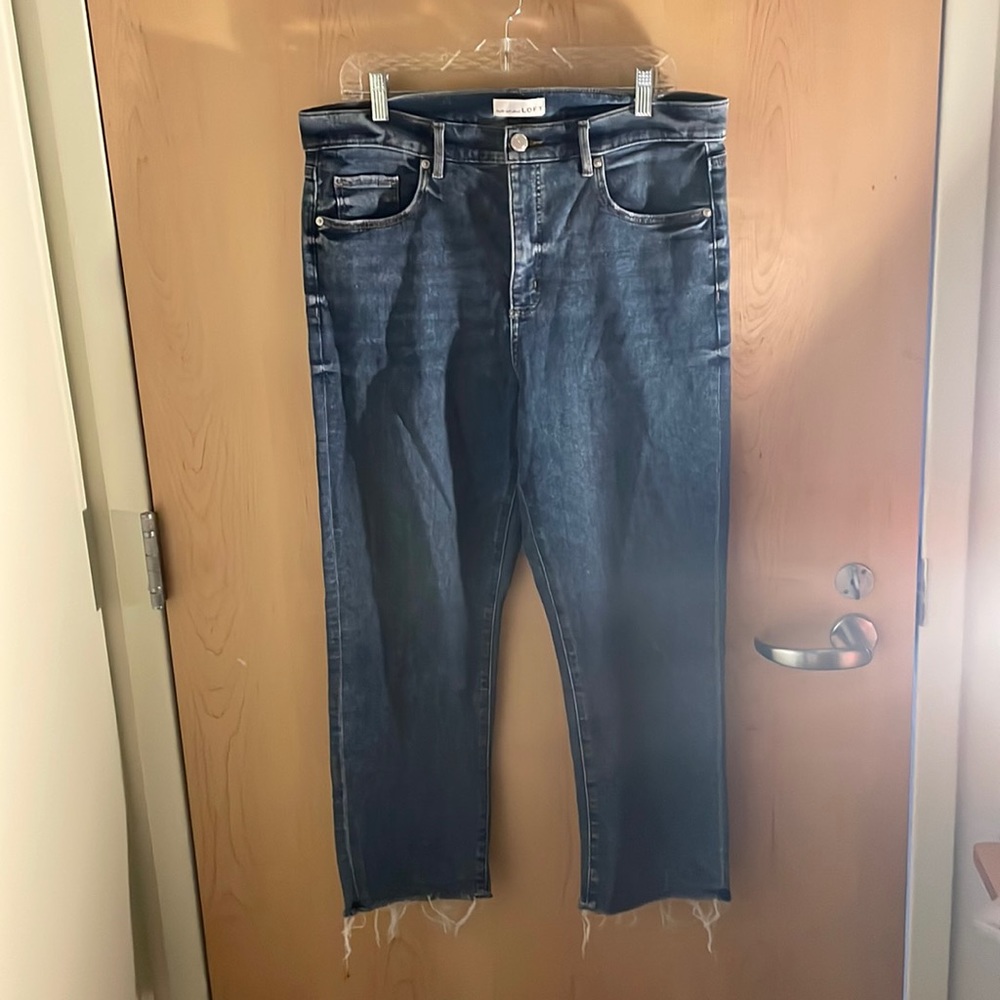 Loft High Waist Slim Crop Medium/Dark Wash Jeans Size 32/14